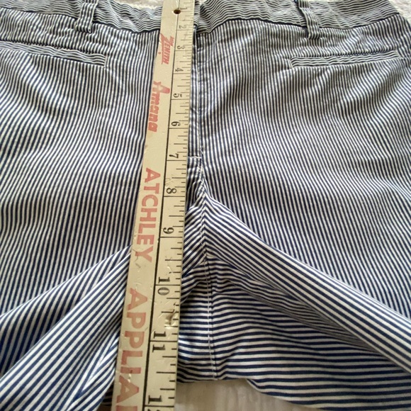 Lands' End Blue and White Striped Bermuda Shorts Tailored Cotton Blend Size 6 - Picture 10 of 11